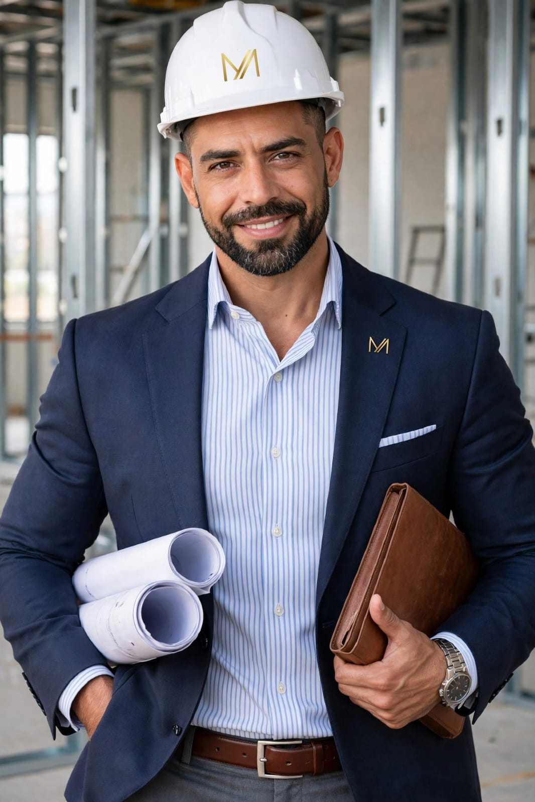 Maurício Veiga em obra de Steel Frame